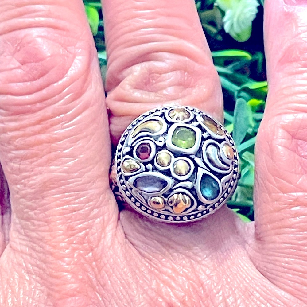 ❗️FINAL PRICE❗️18K Yellow Gold Details and 925 Sterling Silver Dome Ring - Picture 1 of 11